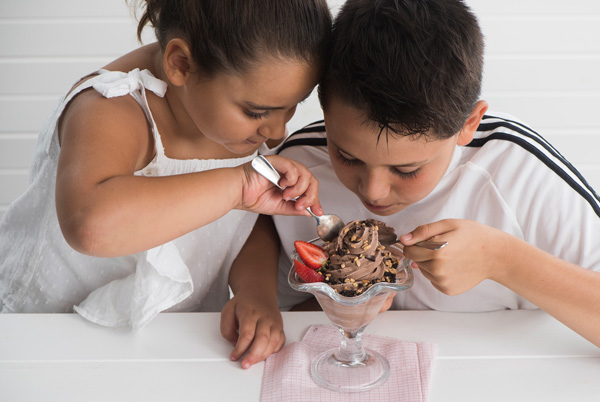 Kids digging into Riva Ice Cream